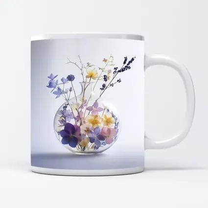 Wild Flowers in Round Glass Vase