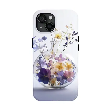 Wild Flowers in Round Glass Vase