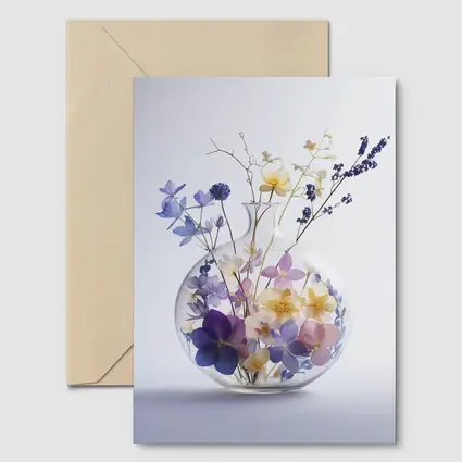 Wild Flowers in Round Glass Vase
