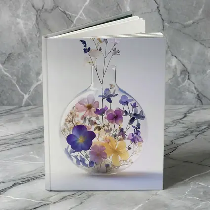 Pressed Wildflowers Inside Round Glass Vase
