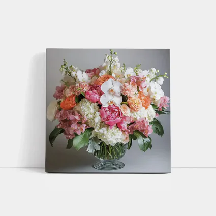 Peony Orchid Hydrangea Bouquet Glass Vase