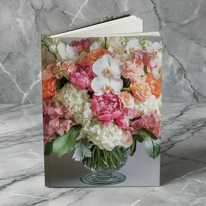 Peony Orchid Hydrangea Bouquet Glass Vase
