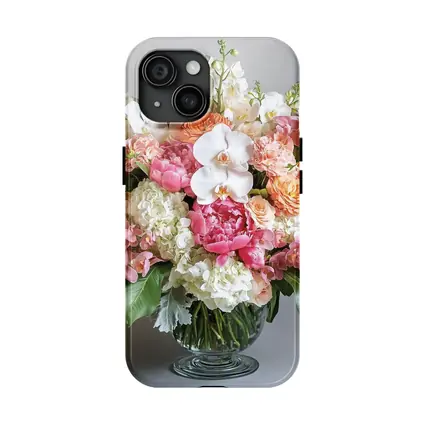 Peony Orchid Hydrangea Bouquet Glass Vase
