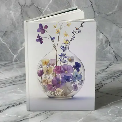 Pressed Wildflowers in Round Glass Vase