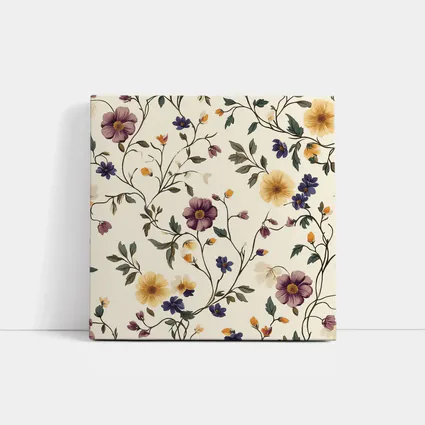 Vintage Botanical Floral Vine Pattern Beige Background