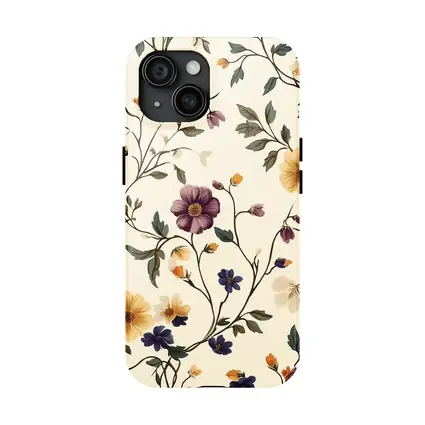 Vintage Botanical Floral Vine Pattern Beige Background