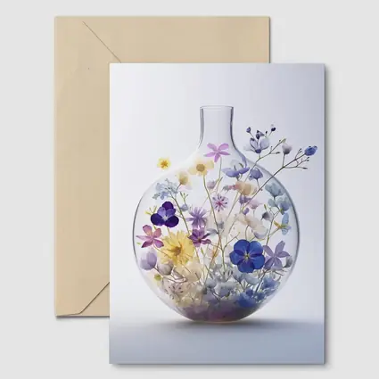 Wildflowers Inside Glass Vase Minimal Art