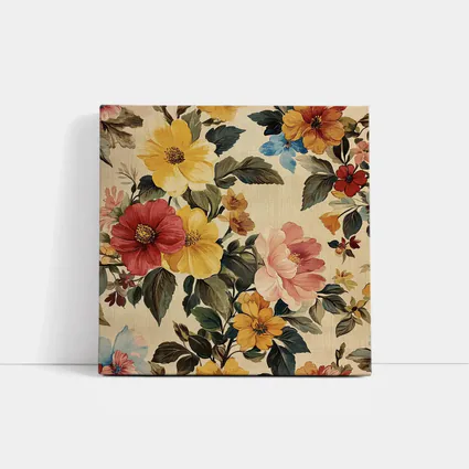 Vintage Floral Pattern Beige Botanical Background