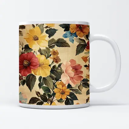 Vintage Floral Pattern Beige Botanical Background