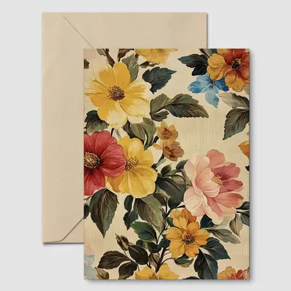 Vintage Floral Pattern Beige Botanical Background