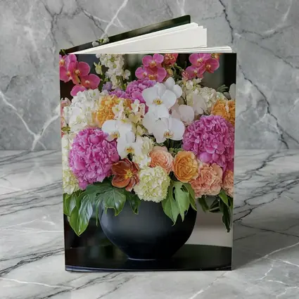 Pink Hydrangea Orchid Arrangement Black Vase