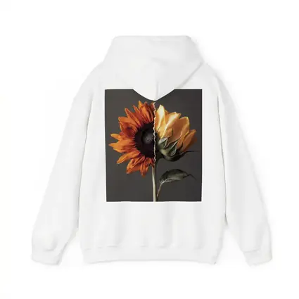 Split Sunflower Bloom Gray Background Art