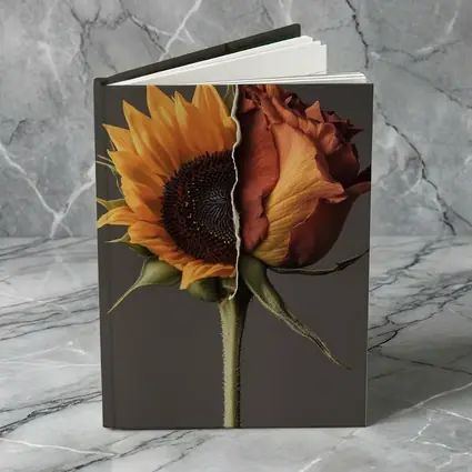 Sunflower Rose Hybrid Split Floral Gray Background