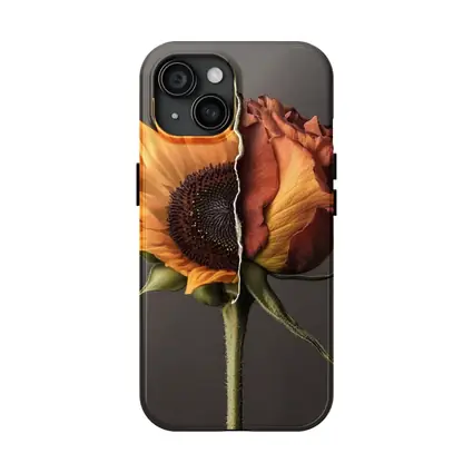 Sunflower Rose Hybrid Split Floral Gray Background