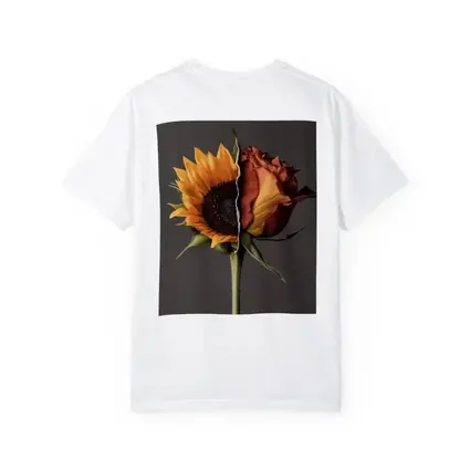 Sunflower Rose Hybrid Split Floral Gray Background