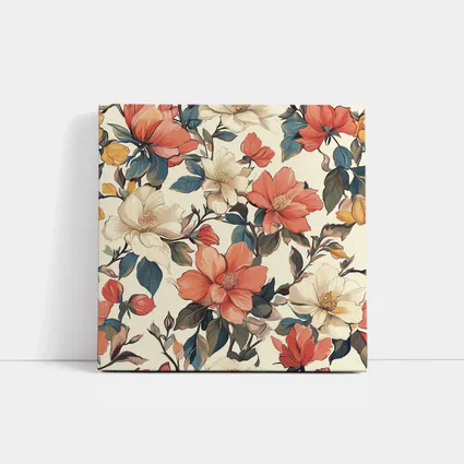 Coral Cream Botanical Floral Pattern Beige Background