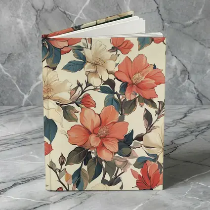 Coral Cream Botanical Floral Pattern Beige Background