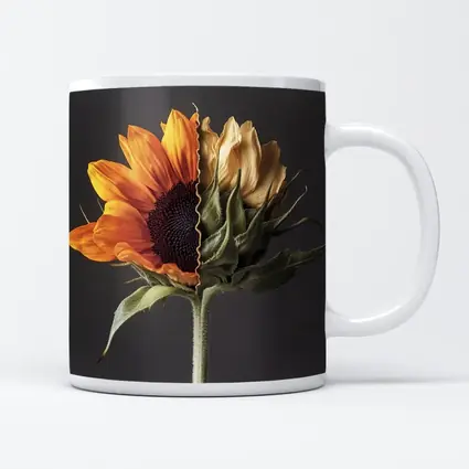 Sunflower Split Bloom Before After Gray