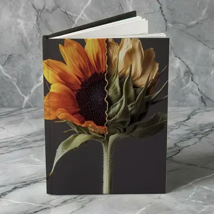 Sunflower Split Bloom Before After Gray