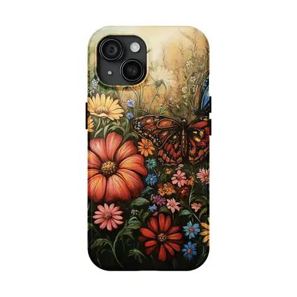 Monarch Butterfly Wildflower Garden Oil Painting
