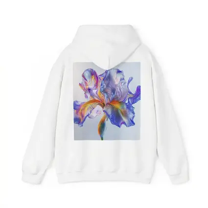 Colorful Iris Flower Blue White Background