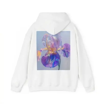 Iridescent Iris Flower Soft Blue Background