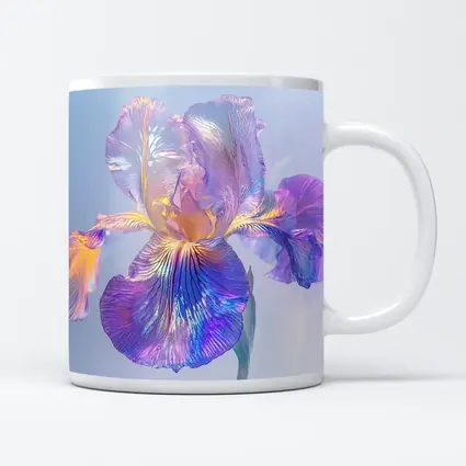 Iridescent Iris Flower Soft Blue Background