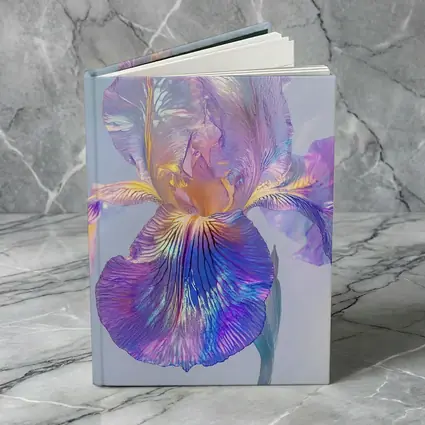 Iridescent Iris Flower Soft Blue Background