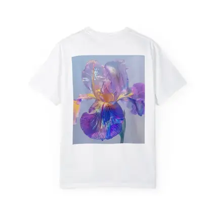 Iridescent Iris Flower Soft Blue Background