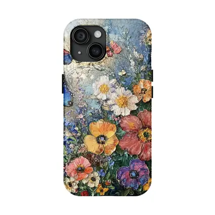 Colorful Flowers and Butterflies Blue Background