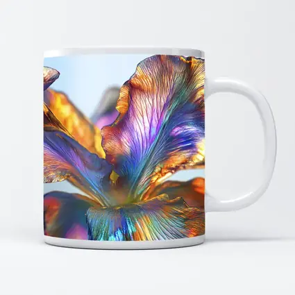 Iridescent Iris Flower Close Up Blue Background