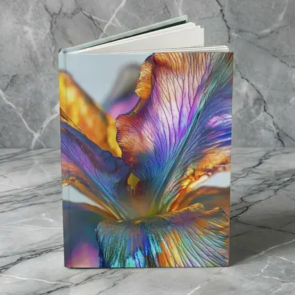 Iridescent Iris Flower Close Up Blue Background