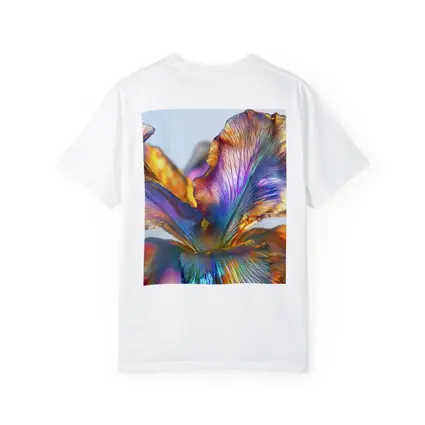Iridescent Iris Flower Close Up Blue Background
