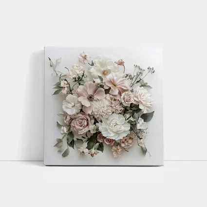 Blush Pink Roses Dahlias White Background