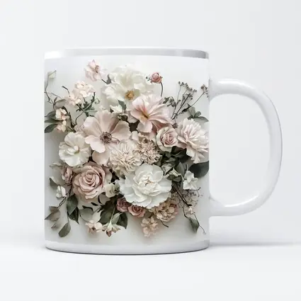 Blush Pink Roses Dahlias White Background