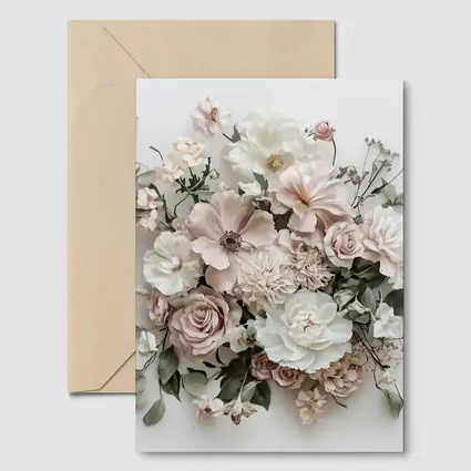 Blush Pink Roses Dahlias White Background