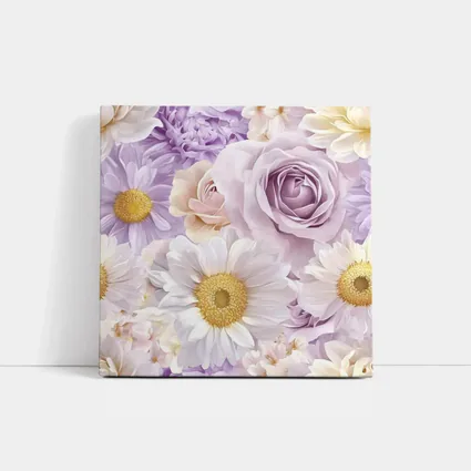 Lavender Roses Daisies Soft Floral Pattern