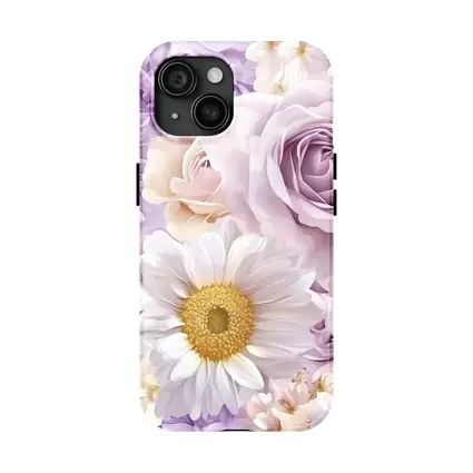 Lavender Roses Daisies Soft Floral Pattern