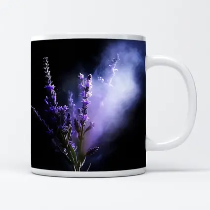 Lavender Flowers Dark Smoke Black Background