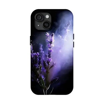 Lavender Flowers Dark Smoke Black Background