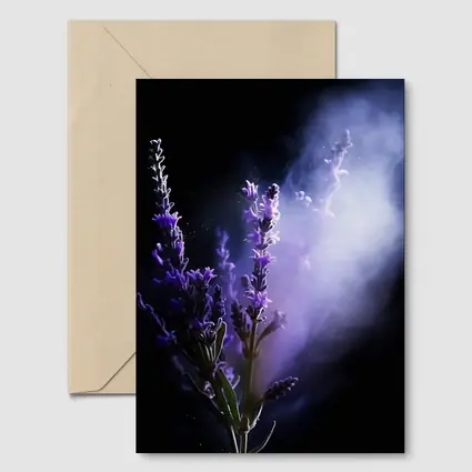 Lavender Flowers Dark Smoke Black Background
