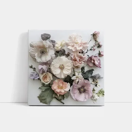 Soft Blush Roses Poppies Floral Flat Lay