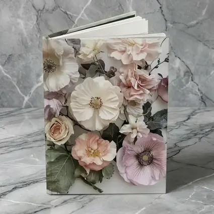 Soft Blush Roses Poppies Floral Flat Lay