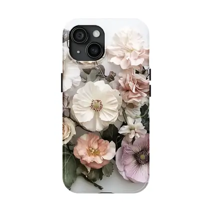 Soft Blush Roses Poppies Floral Flat Lay