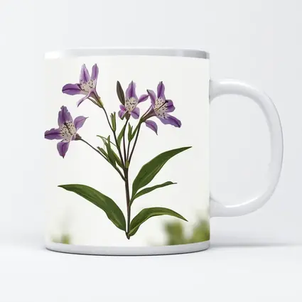 Purple Alstroemeria Flowers White Background Botanical