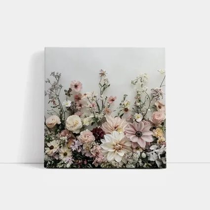 Blush Dahlia Rose Wildflower Arrangement White Background