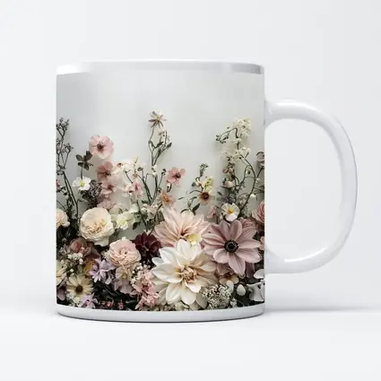 Blush Dahlia Rose Wildflower Arrangement White Background