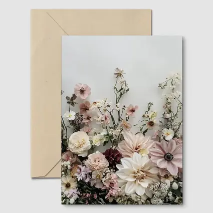 Blush Dahlia Rose Wildflower Arrangement White Background