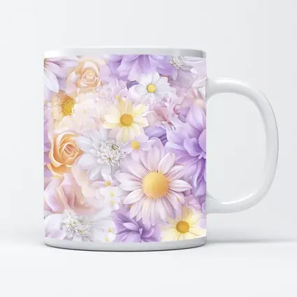 Soft Pastel Daisies Roses Floral Pattern