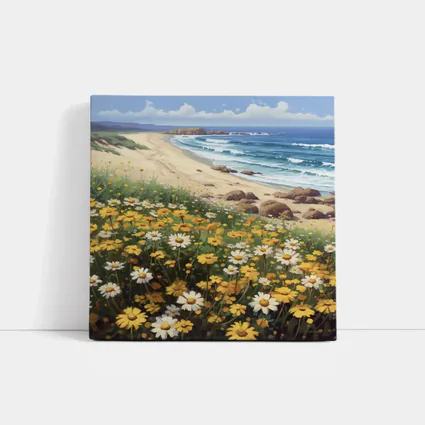 Daisies And Wildflowers By Coastal Beach